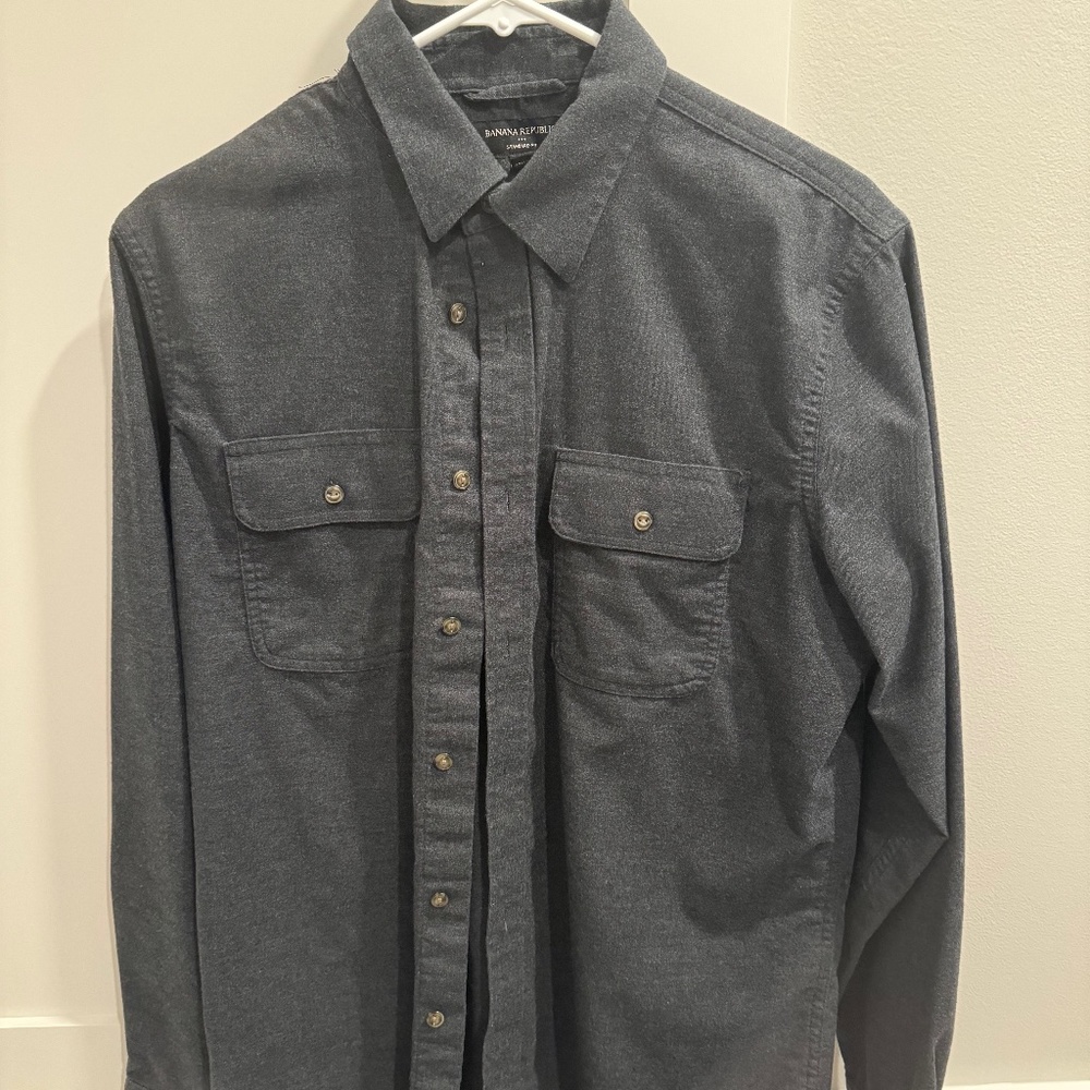 Banana Republic GREY FLANNEL Shirt, Standard Fit, Medium - SOFT & WARM